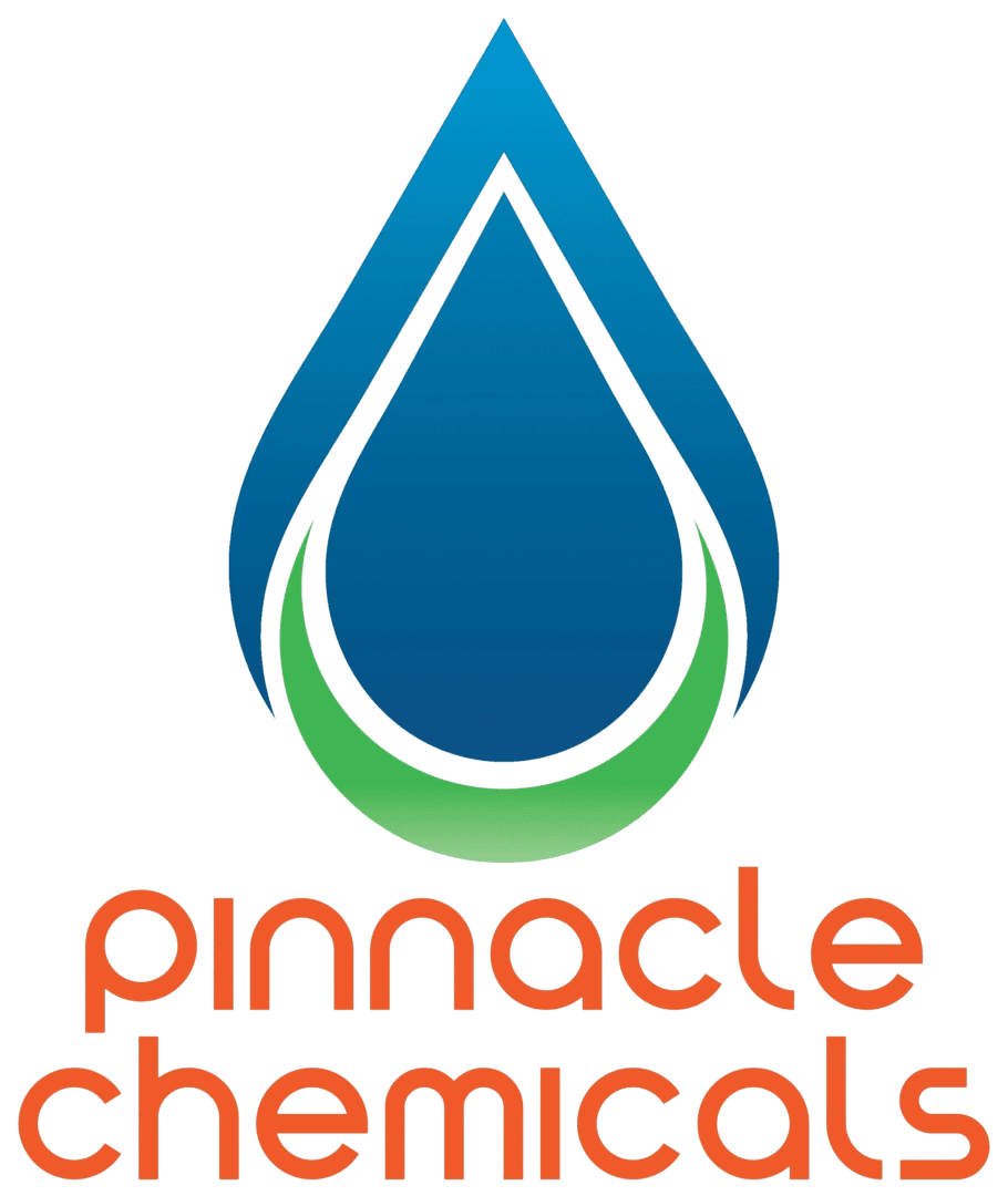 A green and orange logo for pinnacle chemicals.